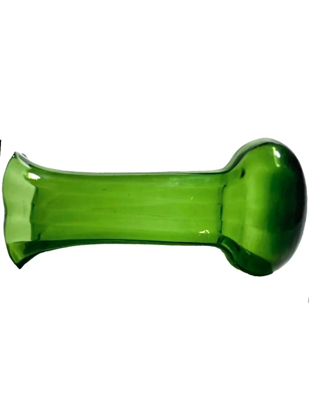 Vintage Green Art Glass Bud Vase 6” Hand Blown Scalloped Rim Mid Century MCM